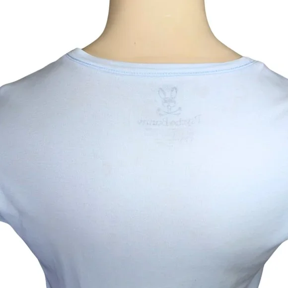 Pyscho Bunny Light Blue Crew Neck Short Sleeve Cotton T-shirt  - Medium - Picture 7 of 12